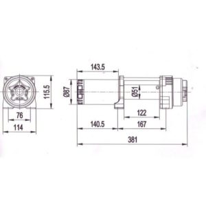 Лебедка электрическая ATV и SUV СТОКРАТ QX 6.0 LS, 12V, 2.1 h.p. с синтетическим тросом и удлиненным стальным барабаном