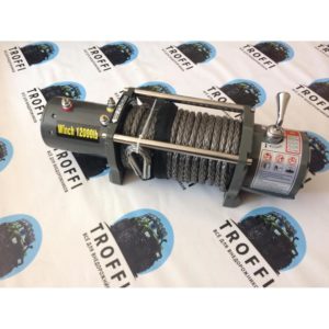 Лебёдка электрическая 12V Electric Winch 12000 lbs 5443 кг (влагозащищенная) синт. трос