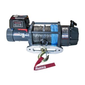 Лебёдка электрическая 12V Runva 20000 lbs синтетический трос (влагозащищенная)