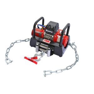 Лебёдка переносная РИФ 9.5XS c площадкой на цепях и проводами (в сборе), коротий барабан, стальной трос